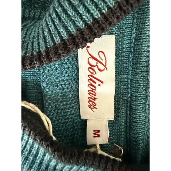 Bolivares Mens Teal Full-Zip Hoodie Sweater M 100% Pima Cotton Made In Peru - Picture 3 of 7